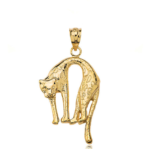Solid Gold Arched Cheetah Pendant Necklace (Available in Yellow/Rose/White Gold)