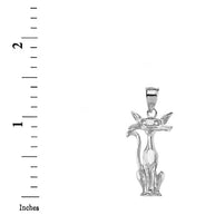 Sterling Silver Sparkle Cut Cat Pendant Necklace