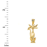 Gold Sparkle Cut Cat Pendant Necklace (Available in Yellow/Rose/White Gold)