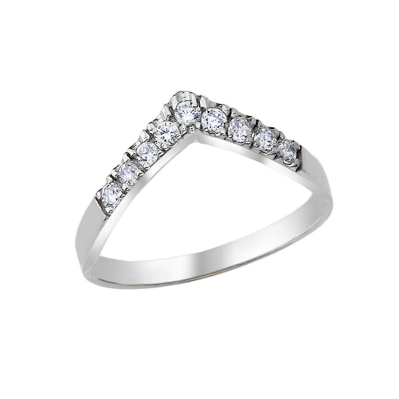Two-Tone Gold Cubic Zirconia Chevron Ring (Available in Two-Tone/Yellow/Rose/White Gold)
