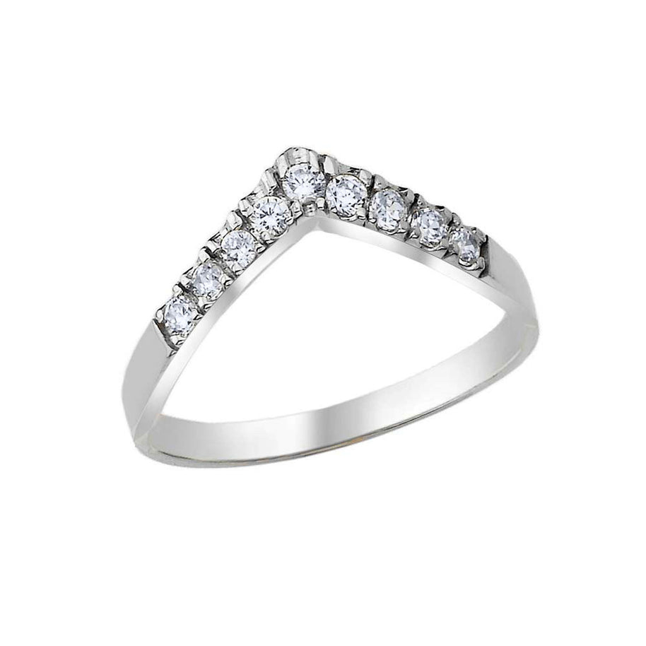 Two-Tone Gold Cubic Zirconia Chevron Ring (Available in Two-Tone/Yellow/Rose/White Gold)