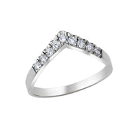 Two-Tone Gold Cubic Zirconia Chevron Ring (Available in Two-Tone/Yellow/Rose/White Gold)