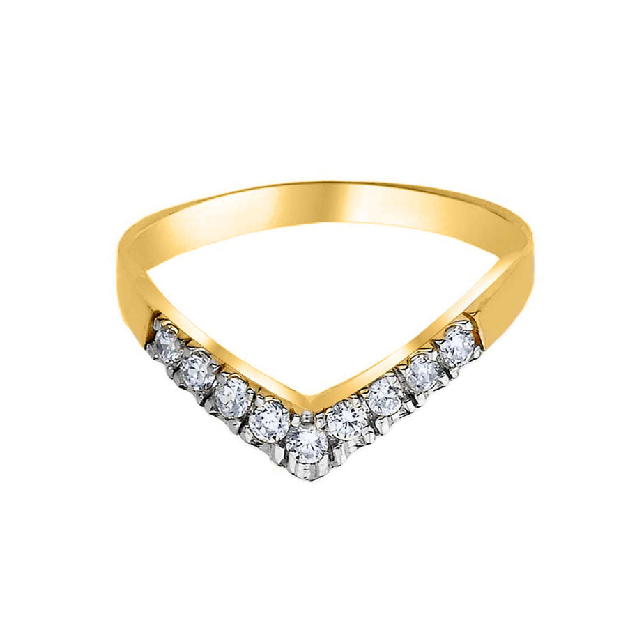 Two-Tone Gold Cubic Zirconia Chevron Ring (Available in Two-Tone/Yellow/Rose/White Gold)
