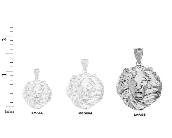 Lion King Head Pendant Necklace in .925 Sterling Silver (Large)