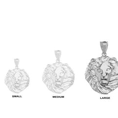 Lion King Head Pendant Necklace in .925 Sterling Silver (Large)