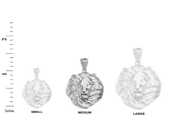 Lion King Head Pendant Necklace in .925 Sterling Silver (Medium)