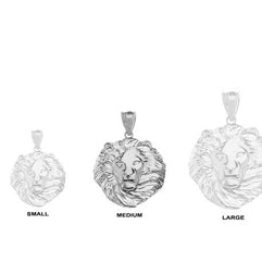 Lion King Head Pendant Necklace in .925 Sterling Silver (Medium)