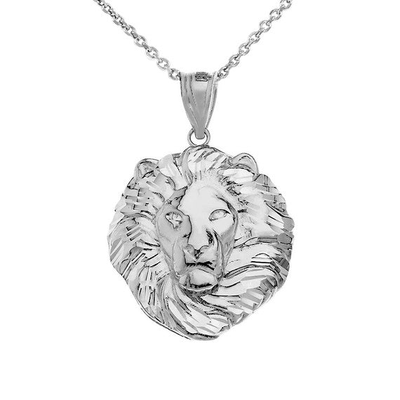 Lion King Head Pendant Necklace in .925 Sterling Silver (Small)