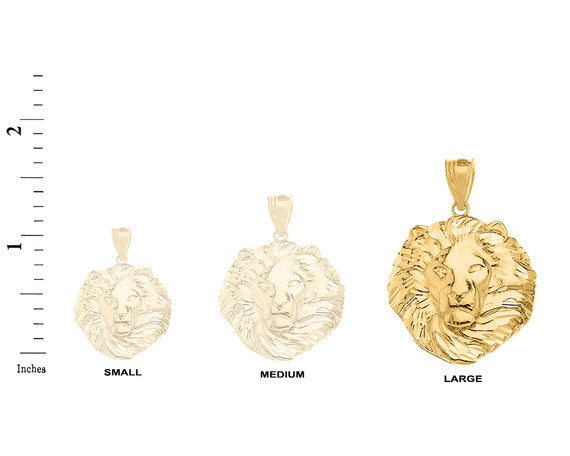 Lion King Head Pendant Necklace in Gold (Large) 1.61 in. (Yellow/Rose/White)