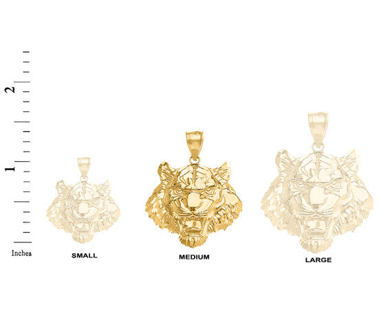 Roaring Tiger Pendant Necklace in Gold (Medium) 1.31 in. (Yellow/Rose/White)