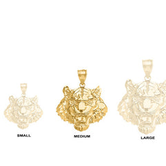 Roaring Tiger Pendant Necklace in Gold (Medium) 1.31 in. (Yellow/Rose/White)