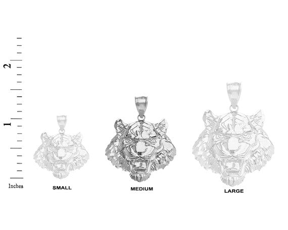 Roaring Tiger Pendant Necklace in .925 Sterling Silver (Medium)
