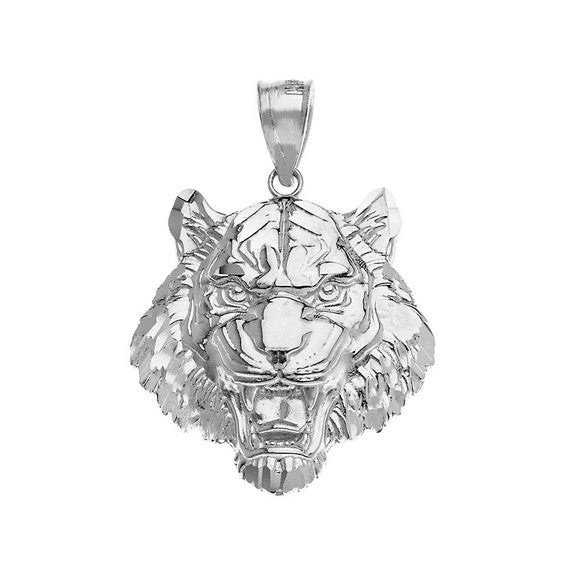 Roaring Tiger Pendant Necklace in .925 Sterling Silver (Small)