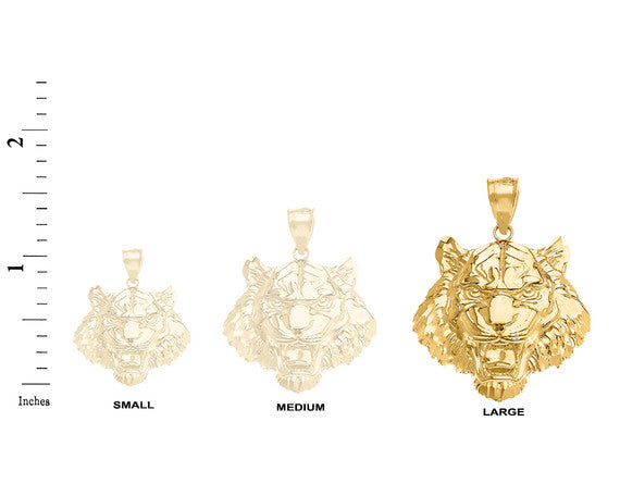 Roaring Tiger Pendant Necklace in Gold (Large) 1.61 in. (Yellow/Rose/White)