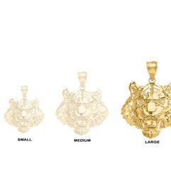 Roaring Tiger Pendant Necklace in Gold (Large) 1.61 in. (Yellow/Rose/White)