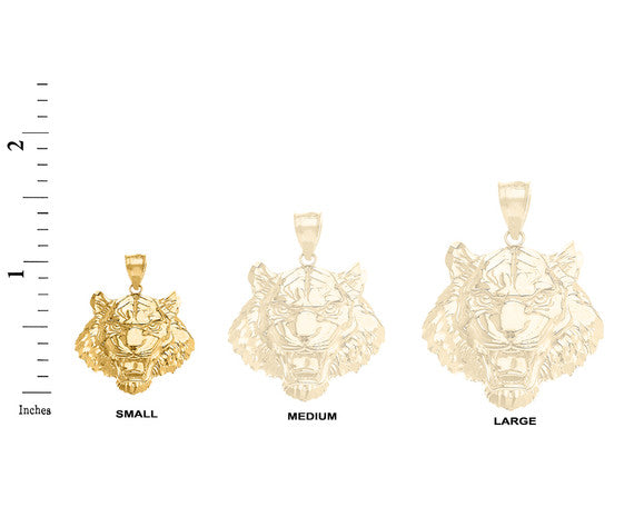 Roaring Tiger Pendant Necklace in Gold (Small) 1.03 in. (Yellow/Rose/White)