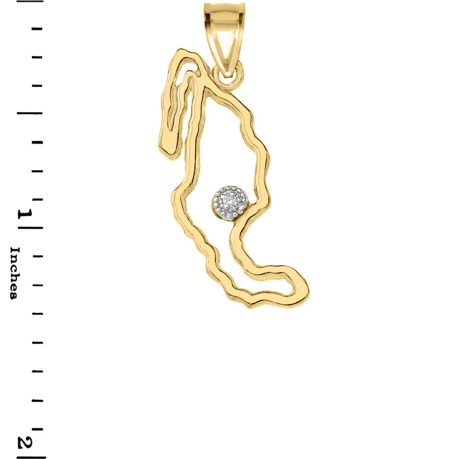 Gold Diamond Mexico Map Pendant Necklace (Available in Yellow/Rose/White Gold)