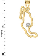 Gold Diamond Mexico Map Pendant Necklace (Available in Yellow/Rose/White Gold)