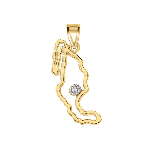 Gold Diamond Mexico Map Pendant Necklace (Available in Yellow/Rose/White Gold)