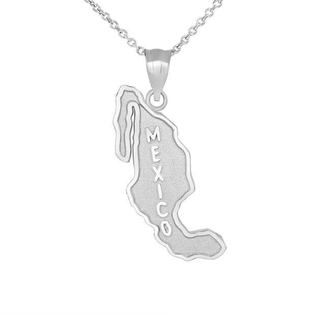 .925 Sterling Silver Mexico Map Pendant Necklace