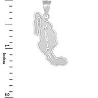.925 Sterling Silver Mexico Map Pendant Necklace