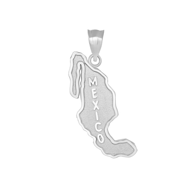 .925 Sterling Silver Mexico Map Pendant Necklace
