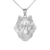 Sterling Silver Wolf Head Pendant Necklace