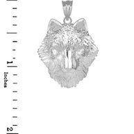 Sterling Silver Wolf Head Pendant Necklace