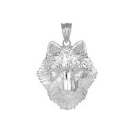 Sterling Silver Wolf Head Pendant Necklace