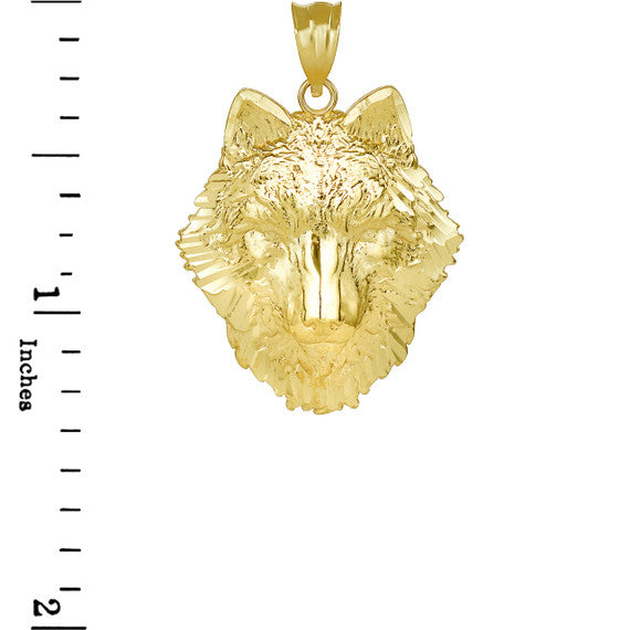 Solid Gold Wolf Head Pendant Necklace(Available in Yellow/Rose/White Gold)