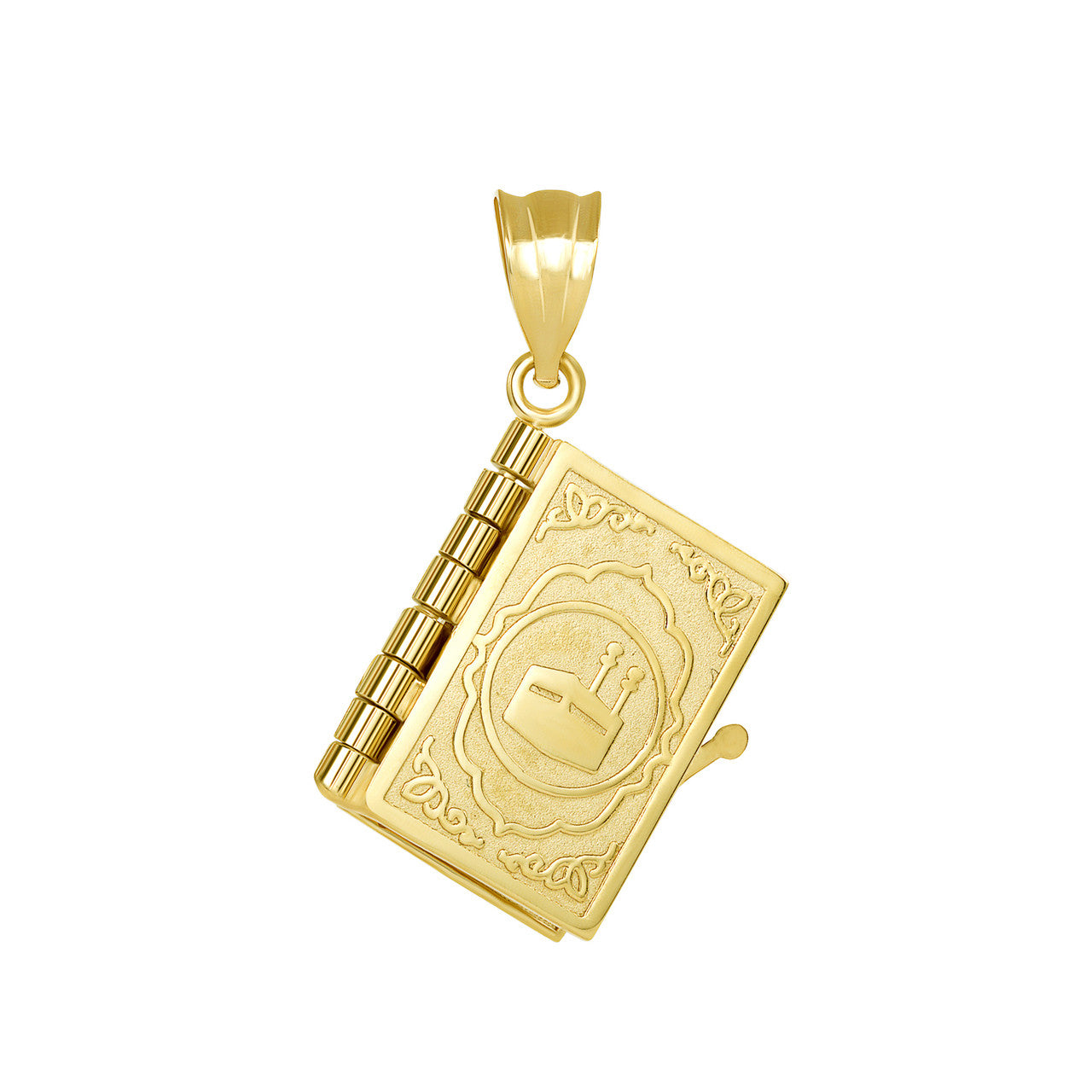 Gold 3D Moveable Koran Pendant Necklace (Available in Yellow/Rose/White)