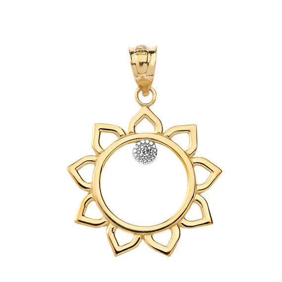 Gold Diamond Celestial Sun Pendant Necklace (Available in Yellow/Rose/White Gold)