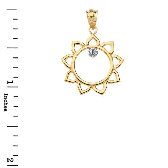 Gold Diamond Celestial Sun Pendant Necklace (Available in Yellow/Rose/White Gold)
