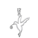 Sterling Silver Hummingbird Outline CZ Pendant Necklace