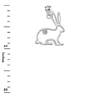 Sterling Silver Jack Rabbit Outline CZ Pendant Necklace