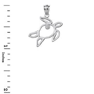 Sterling Silver Sea Turtle Outline Solitaire Pendant Necklace