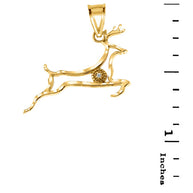 Diamond Running Deer Pendant Necklace in Gold (Yellow/Rose/White)