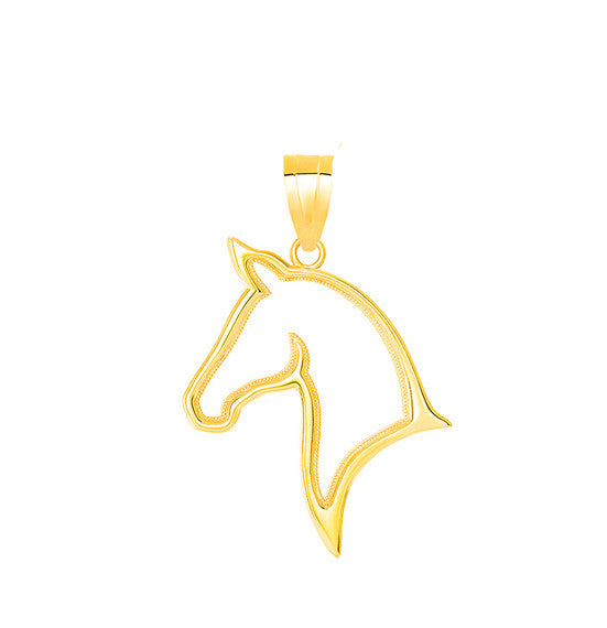 Gold Stallion Horse Head Pendant Necklace (Available in Yellow/Rose/White Gold)