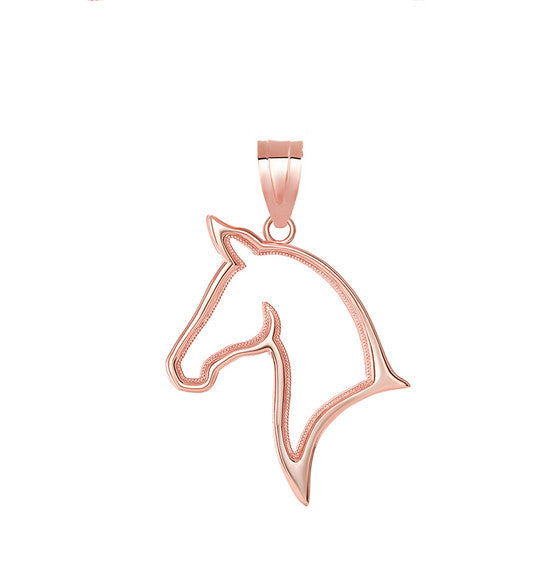 Gold Stallion Horse Head Pendant Necklace (Available in Yellow/Rose/White Gold)