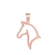 Gold Stallion Horse Head Pendant Necklace (Available in Yellow/Rose/White Gold)