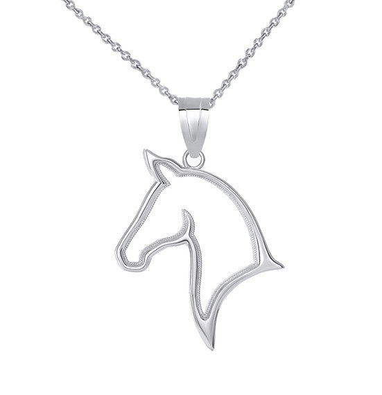 Gold Stallion Horse Head Pendant Necklace (Available in Yellow/Rose/White Gold)