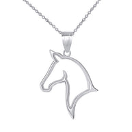 Gold Stallion Horse Head Pendant Necklace (Available in Yellow/Rose/White Gold)