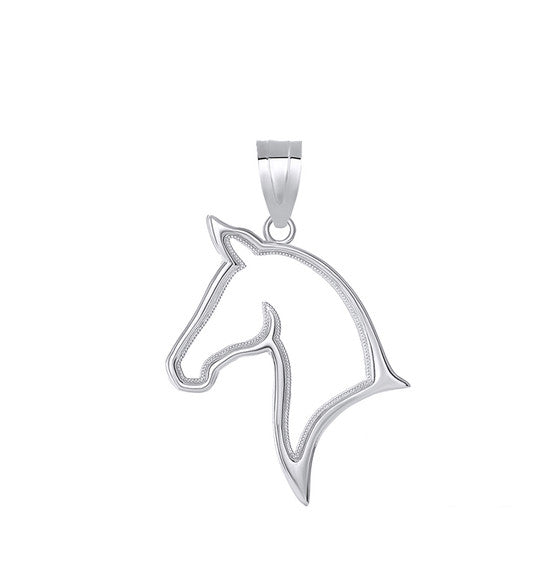 Gold Stallion Horse Head Pendant Necklace (Available in Yellow/Rose/White Gold)