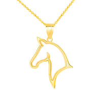 Gold Stallion Horse Head Pendant Necklace (Available in Yellow/Rose/White Gold)
