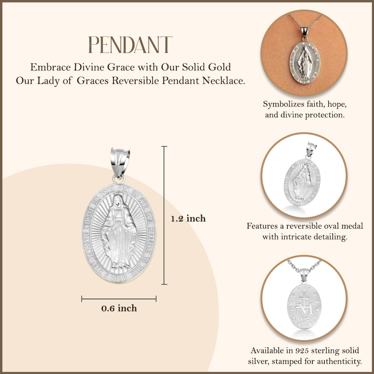 Silver Virgin Mary Necklace - Miraculous Medal