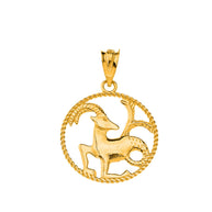 12 Astrological Zodiac Signs Rope Pendant Necklace in Solid Gold (Available in Yellow/Rose/White Gold)