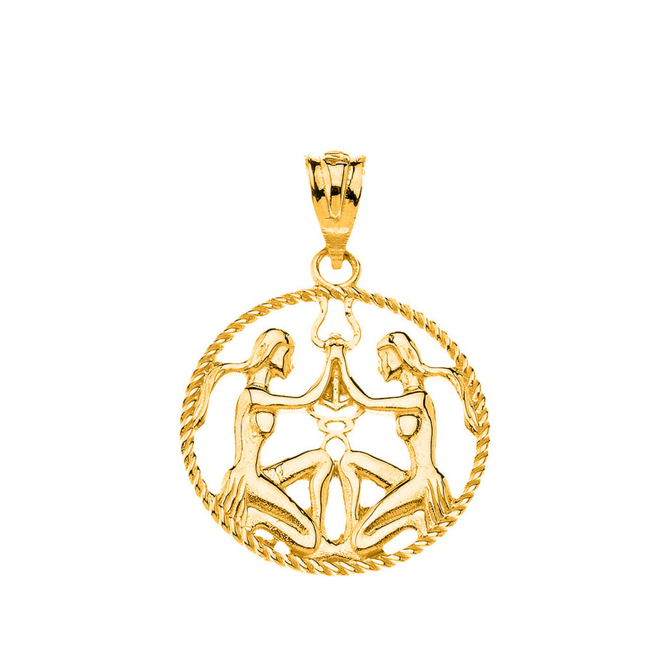12 Astrological Zodiac Signs Rope Pendant Necklace in Solid Gold (Available in Yellow/Rose/White Gold)