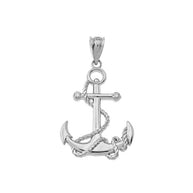 Solid Gold Diamond Nautical Rope Anchor Pendant Necklace(Available in Yellow/Rose/White/Two-Tone Gold)