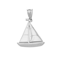 Solid Gold Sail Boat Pendant Necklace (Available in Yellow/Rose/White Gold)