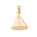 Solid Gold Sail Boat Pendant Necklace (Available in Yellow/Rose/White Gold)